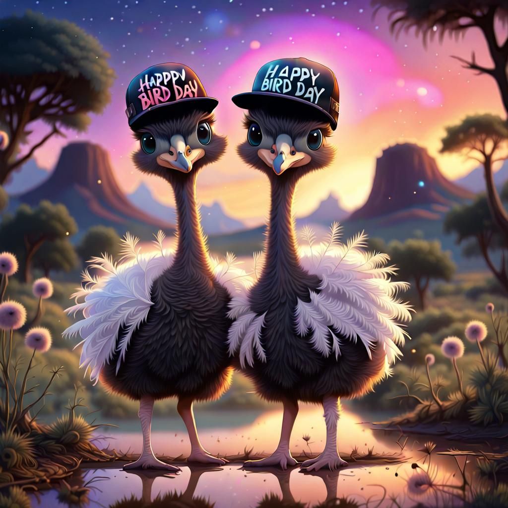 Somali Ostrich Chicks Celebrating Birds Day