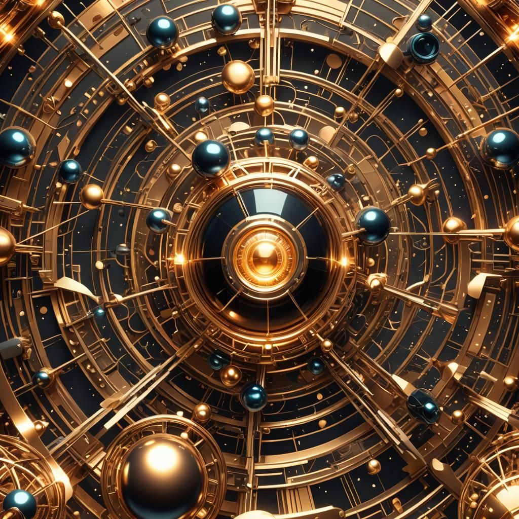 Art Deco Atoms Colliding: Hyperdetailed Illustration