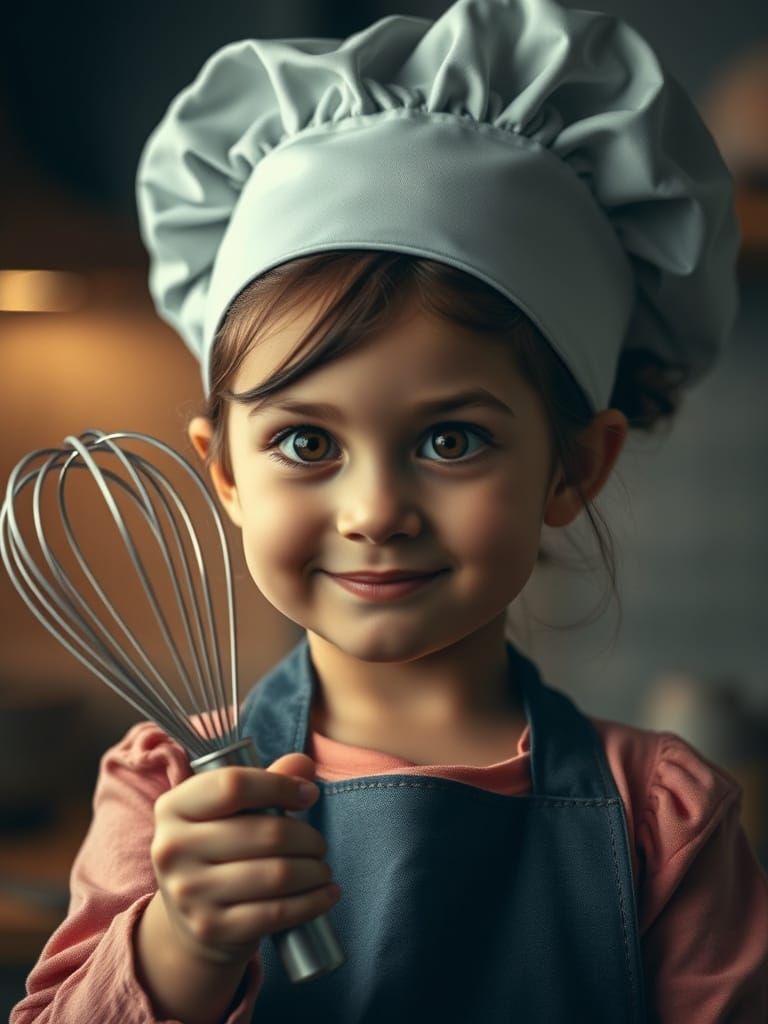Photorealistic Portrait of a Young Baker in a Chef's Hat
