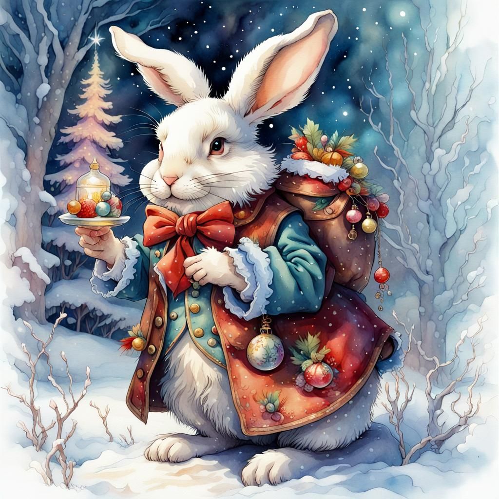 Santa Bunny with Gifts