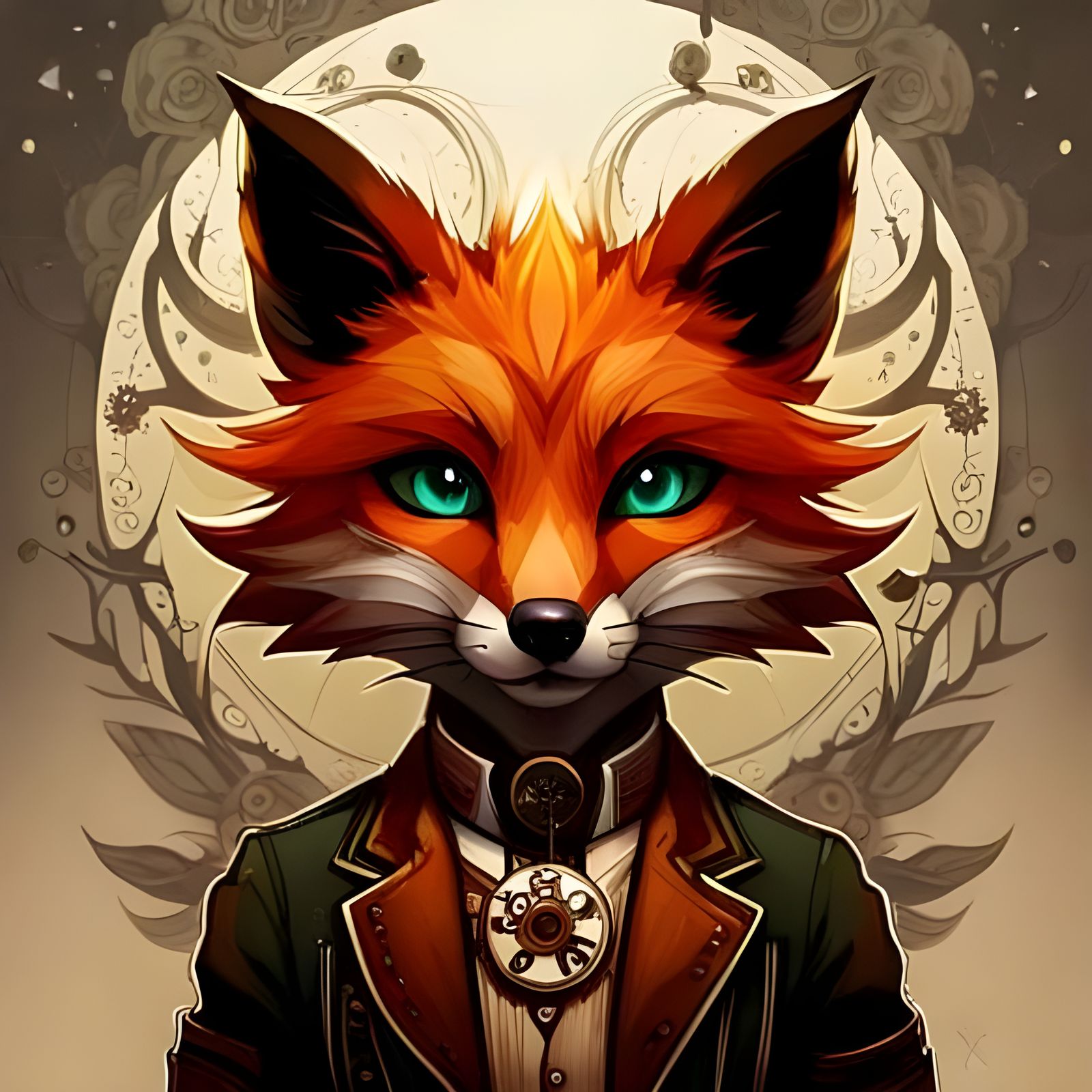 Steampunk Fox Portrait in Detailed Digital Art