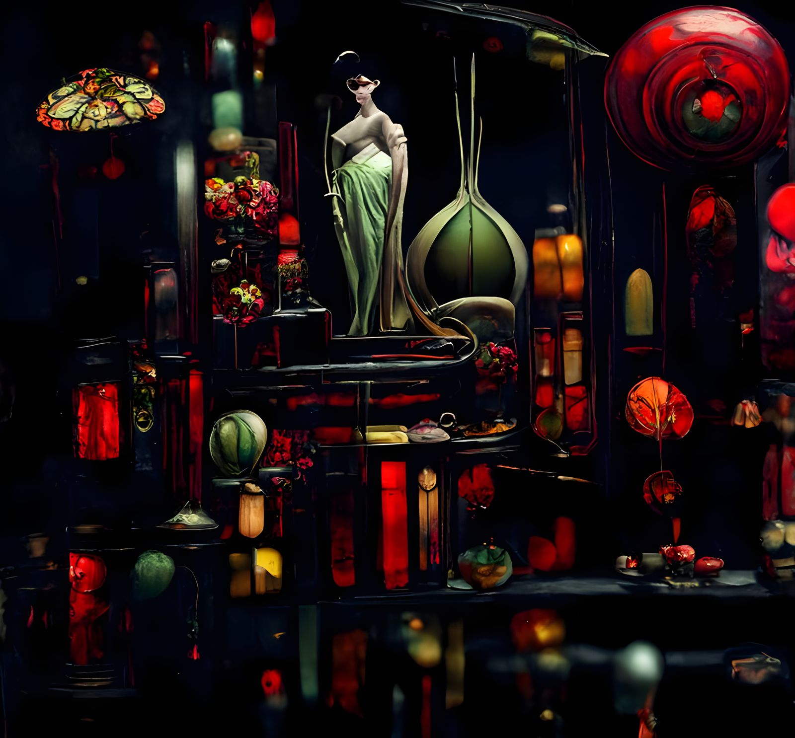 Seamstress in Decadent Art Nouveau Theater