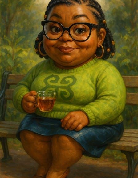 Chibi Style African-American Woman in Park