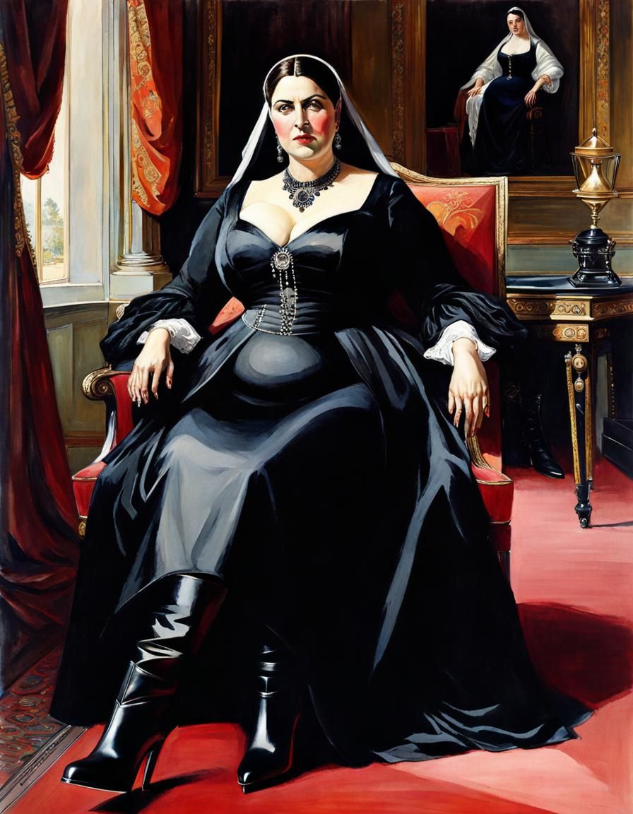 Elegant Gothic Woman in Victorian Attire