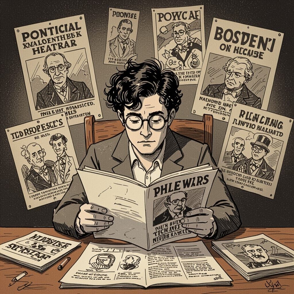 Political Cartoon Study in Ralph Steadman Style