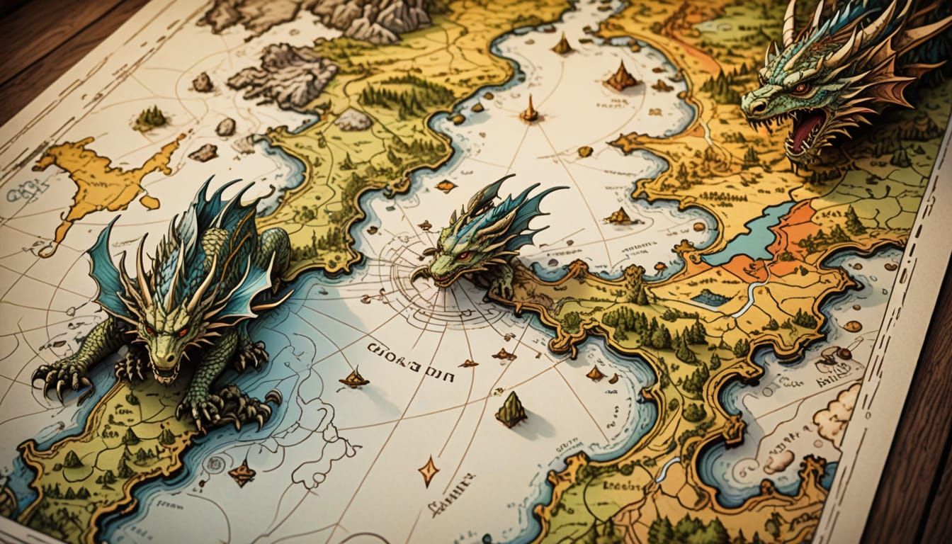 Fantasy Cartographers' Masterpiece in Vibrant Comic Book Sty...