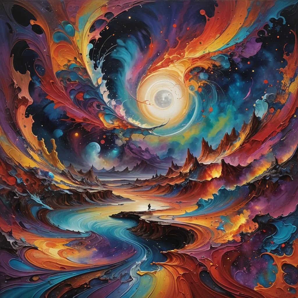 Artist Paints Surreal Moonscape in Dreamlike Studio