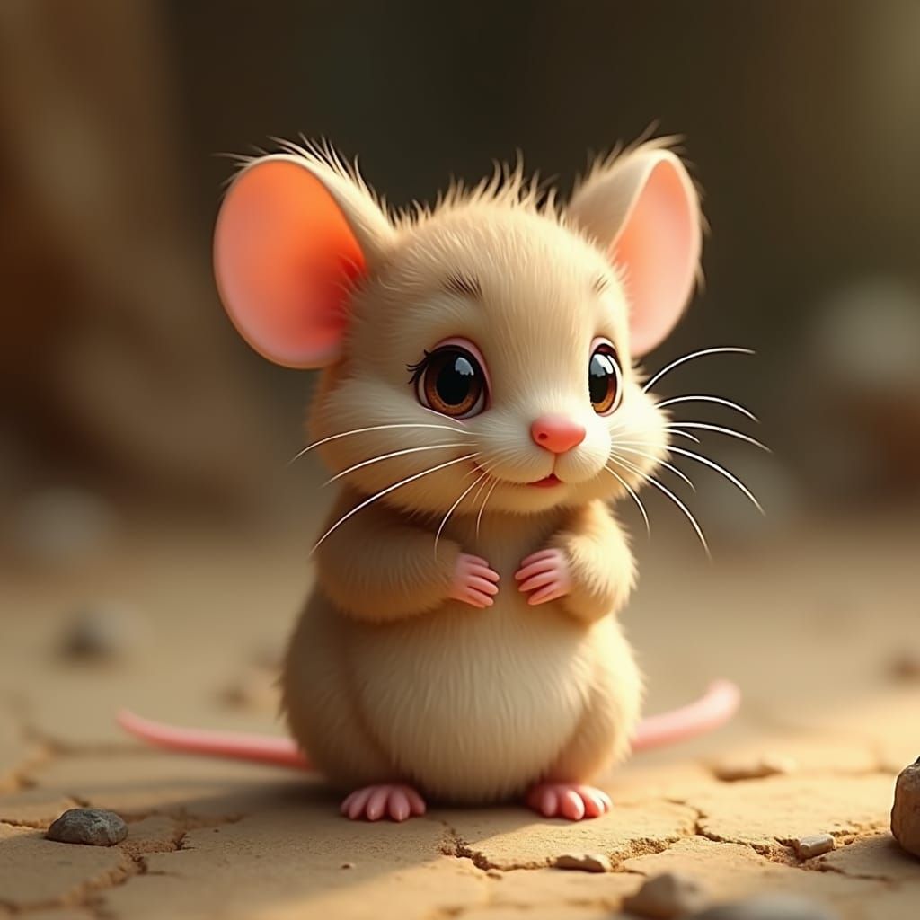 Whimsical Mouse Portrait in Illustrative Style