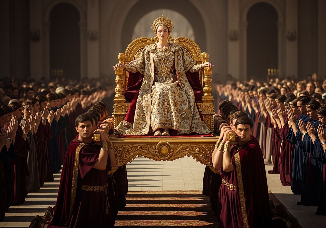 Roman Empress on Golden Litter, Photorealistic Style