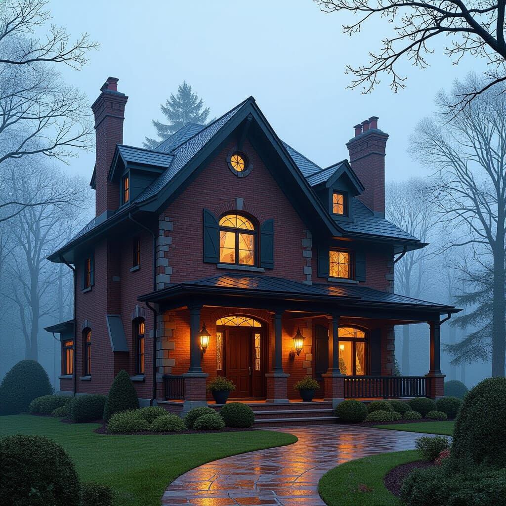 Modern Brick House in Dreamy, Serene Style