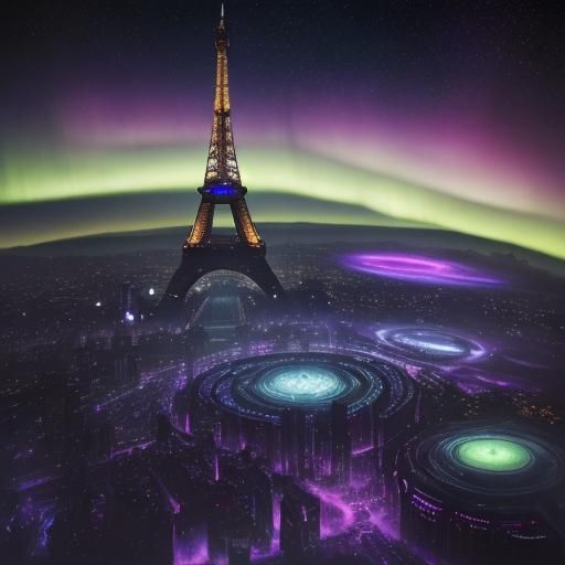 Eiffel Tower in Space: A Sci-Fi Concept Art