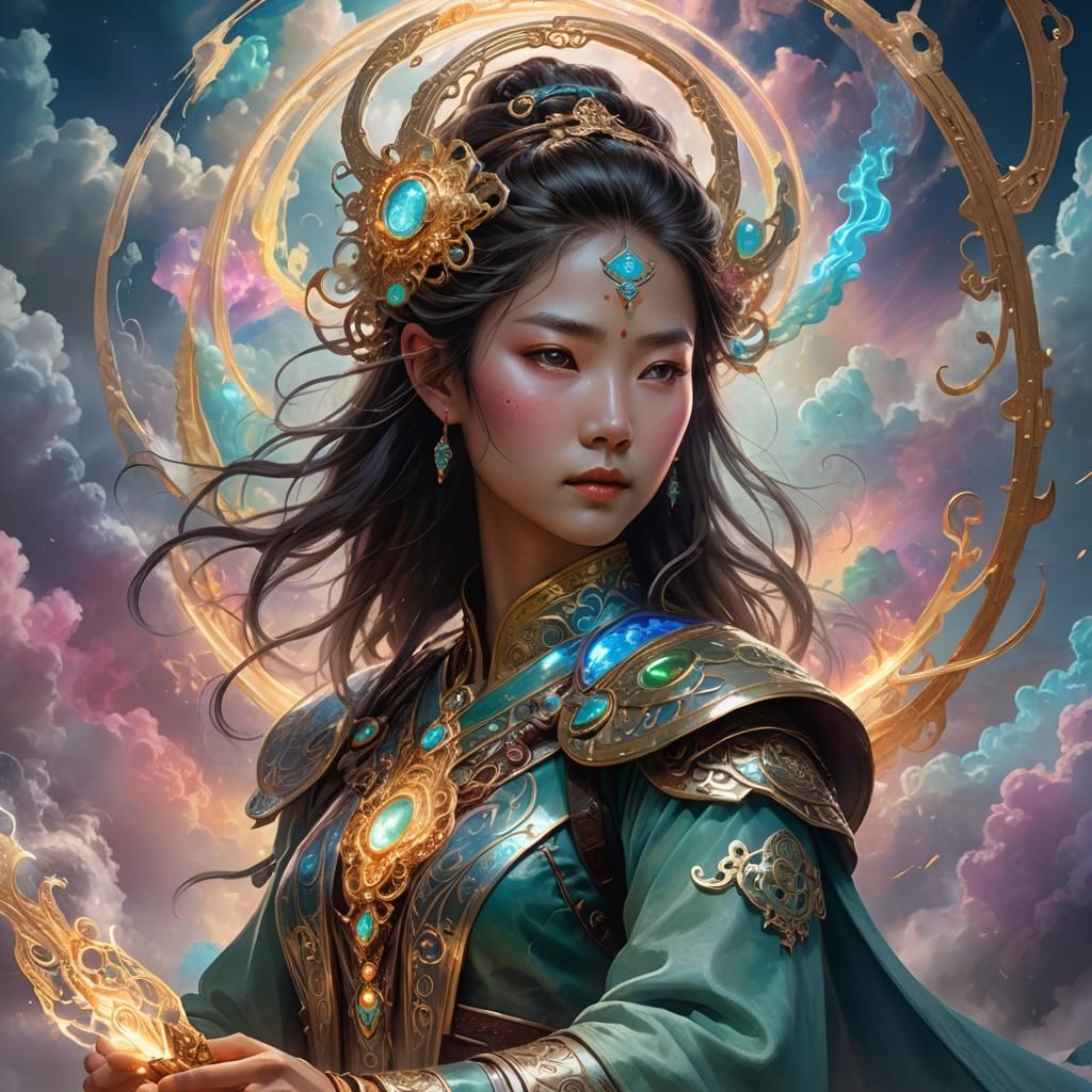 Yu Long with Ethereal Qi Tool, Fantasy Art