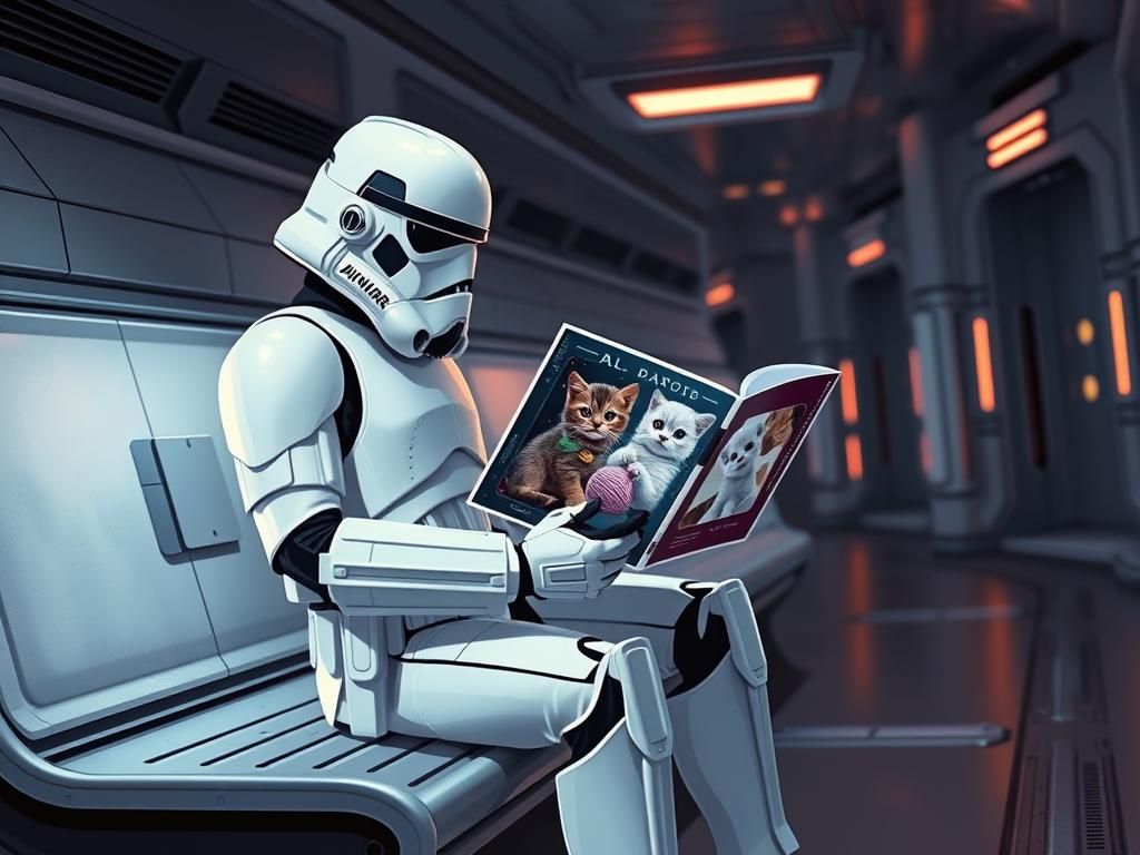 Stormtrooper Reads Kitten Magazine in Star Destroyer