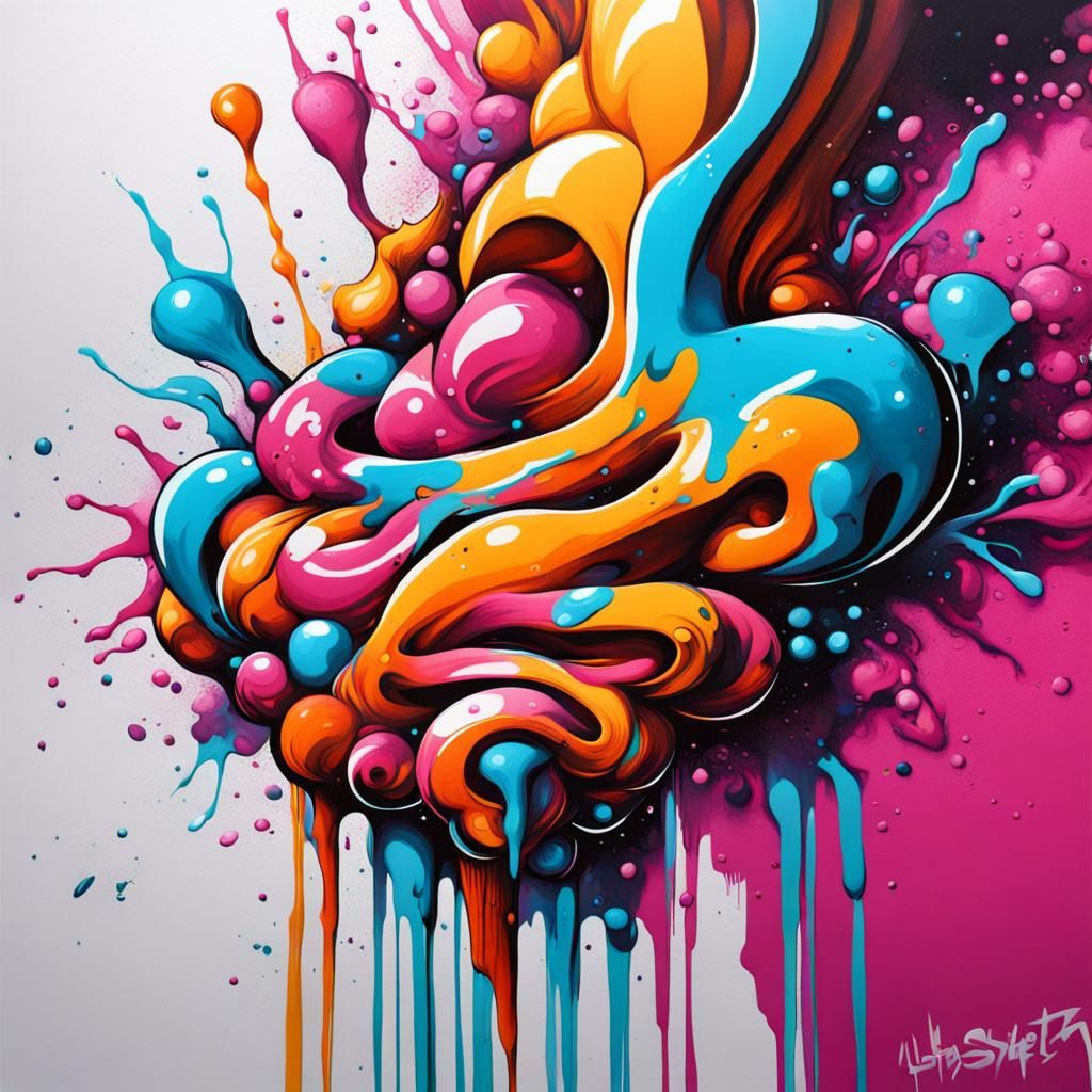 Colorful Graffiti Art with Melting Effects