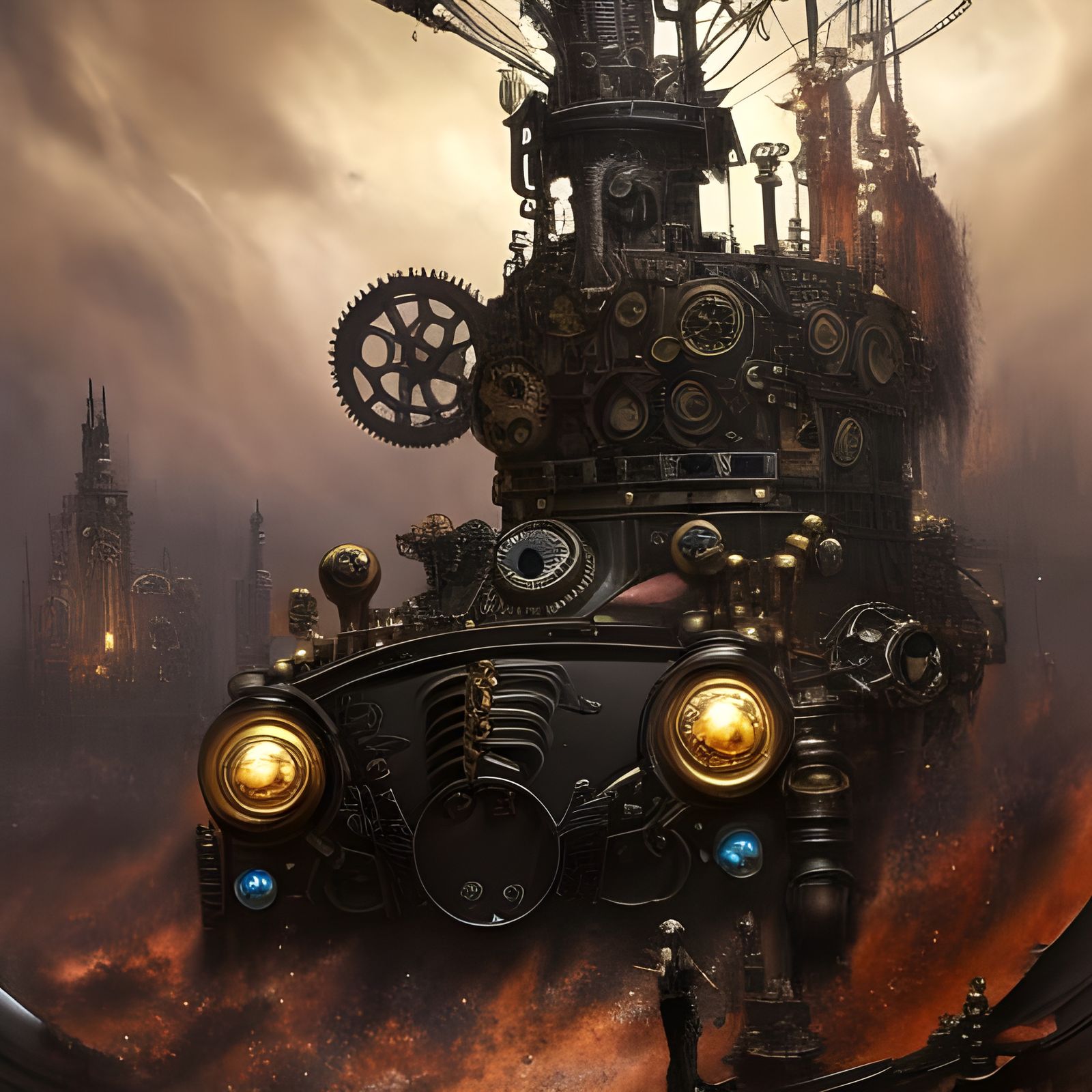Steampunk Robot Horse Car in Victorian London