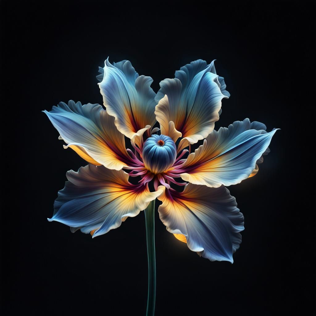 X-Ray Flower: Detailed Matte Painting in Deep Color