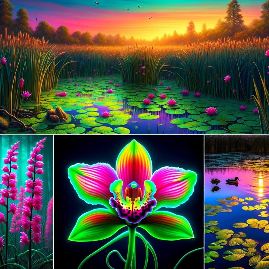 Neon Orchid in Marsh Sunset