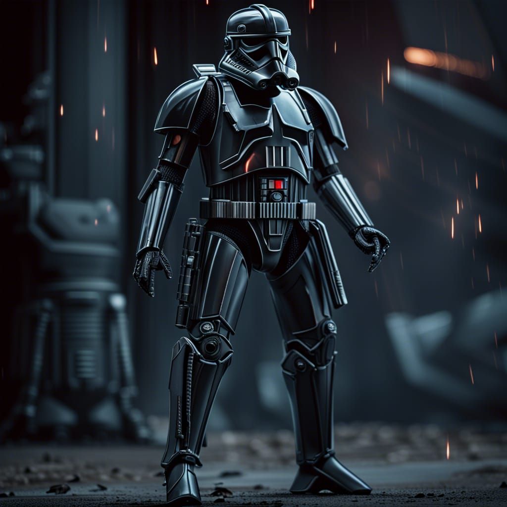 Dark Trooper Patrolling in Hyperrealistic Style