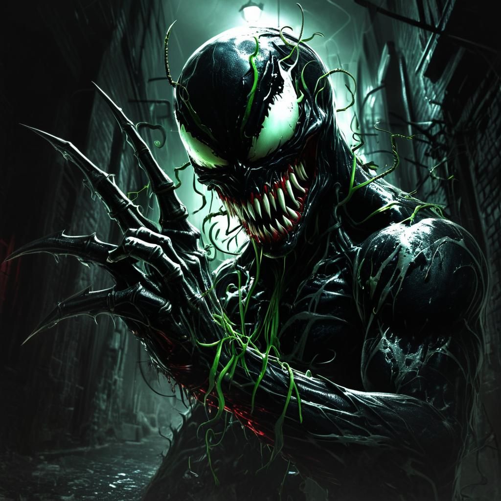 Grotesque Venom Spawn Fusion in Dark Fantasy Style