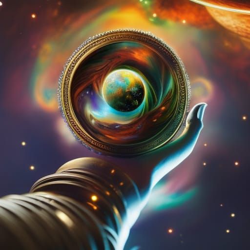 Intricate Hand Merges with Space: Pencil Sketch