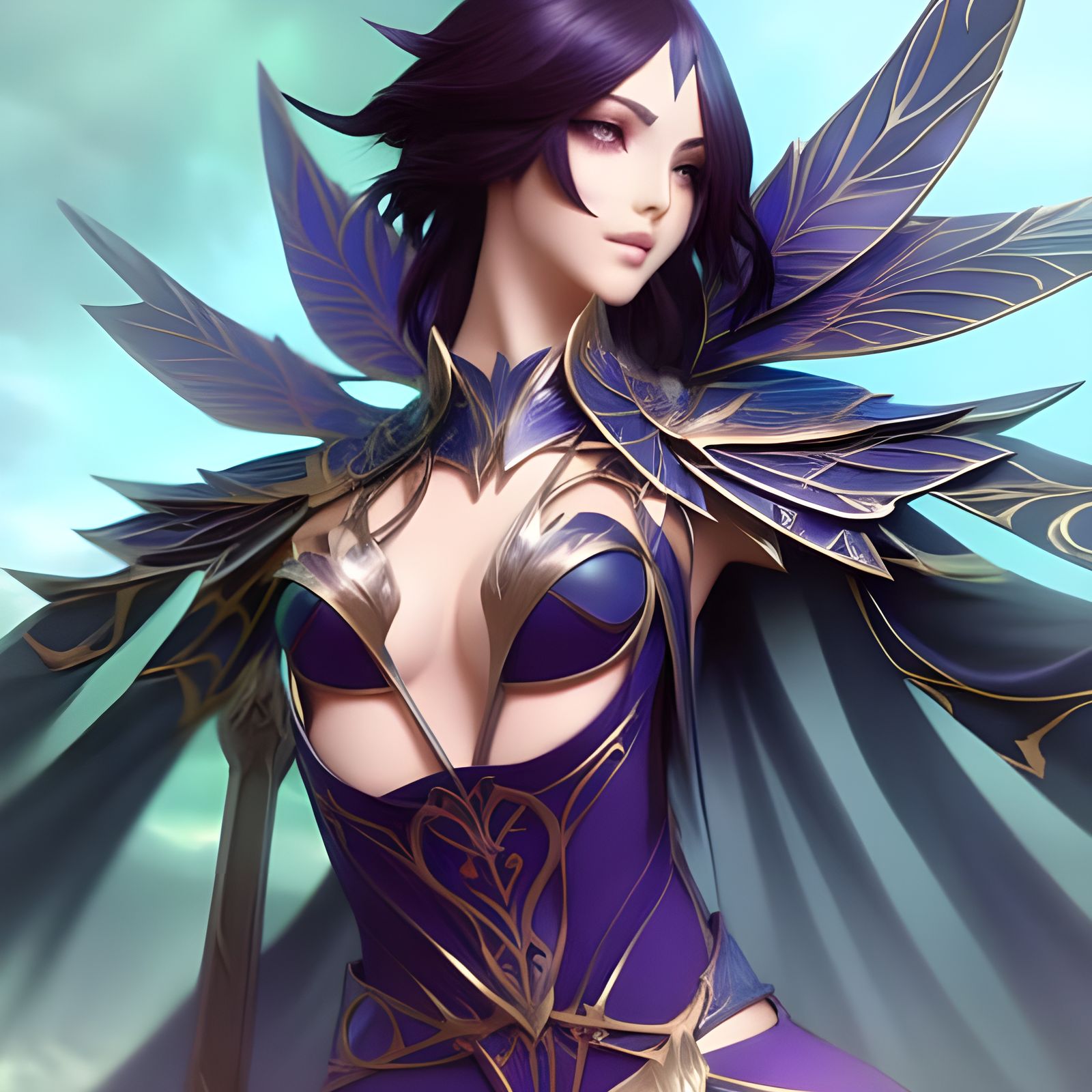 Lightning-Clad Woman with Butterfly, Digital Art