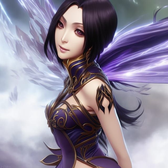 Lightning Goddess Portrait in Art Nouveau Style