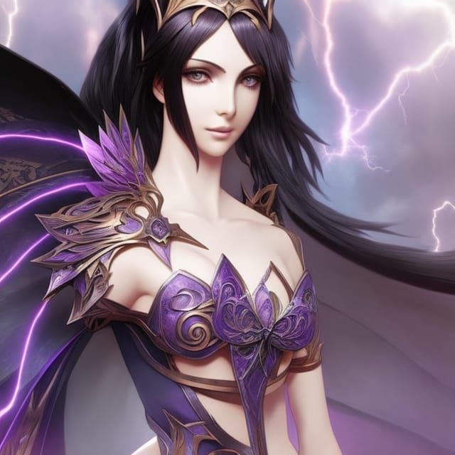 Lightning Dress Portrait in Hyperdetailed Digital Art