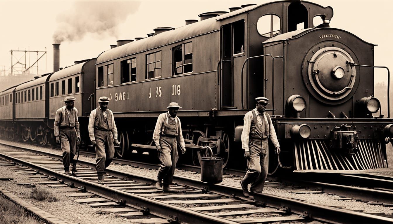 Prisoners in Striped Uniforms, Faded Sepia Photograph, 1900s