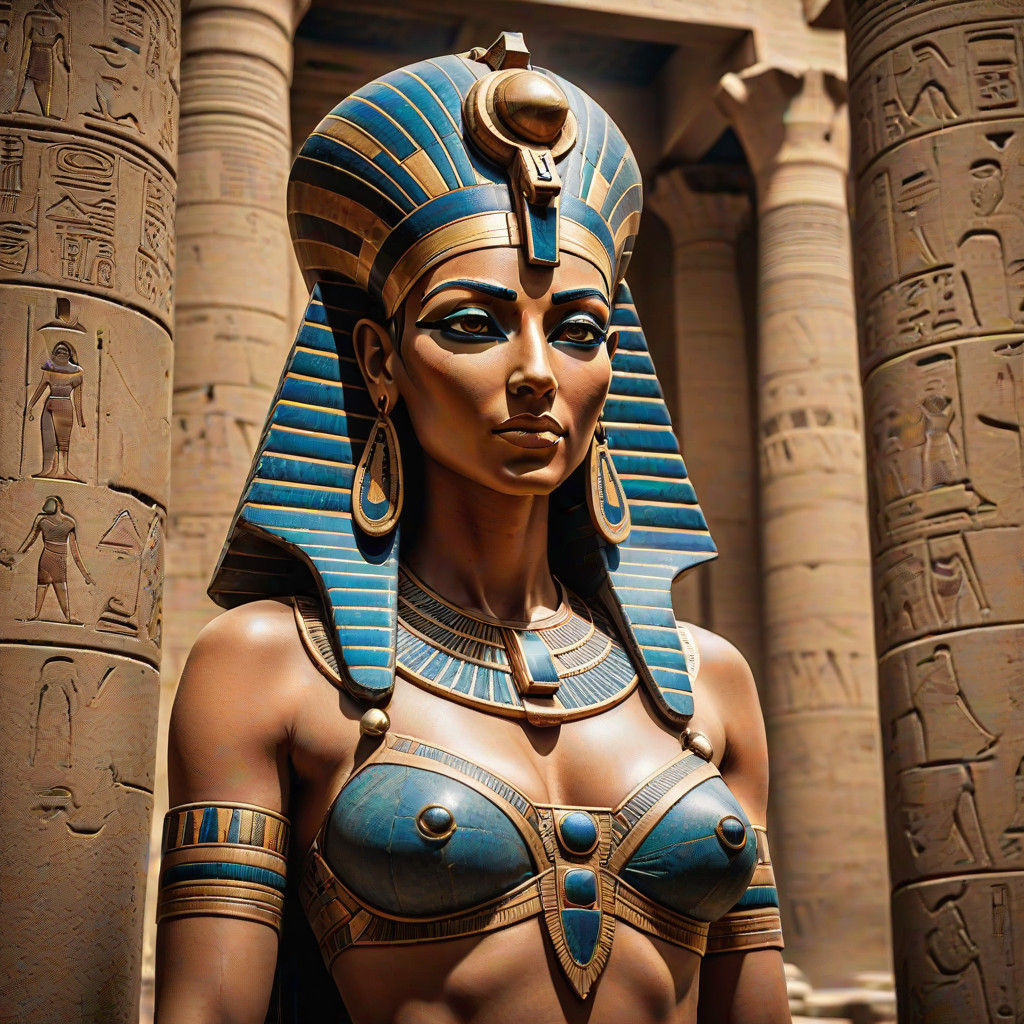 Egyptian Goddess Hathor in Luxor's Golden Light