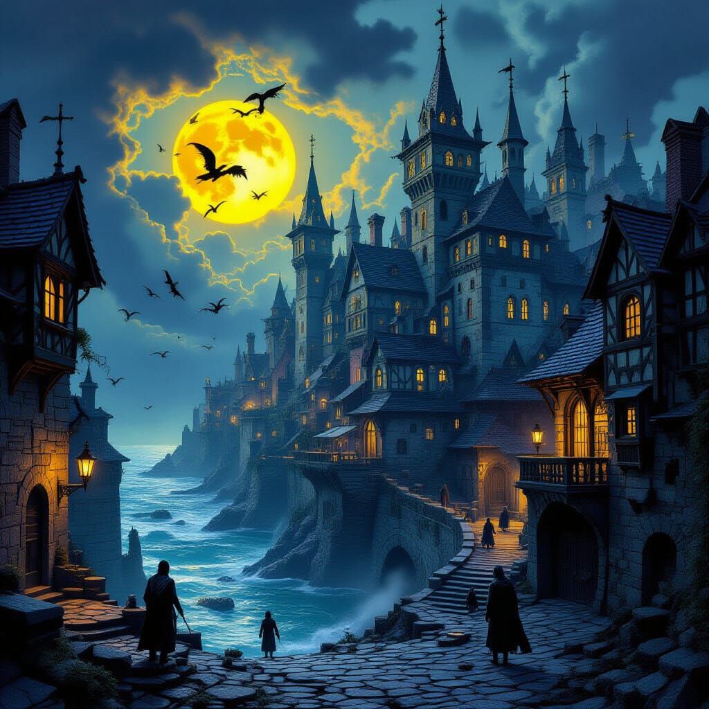 Eldritch Horror in Medieval Town with Zombies