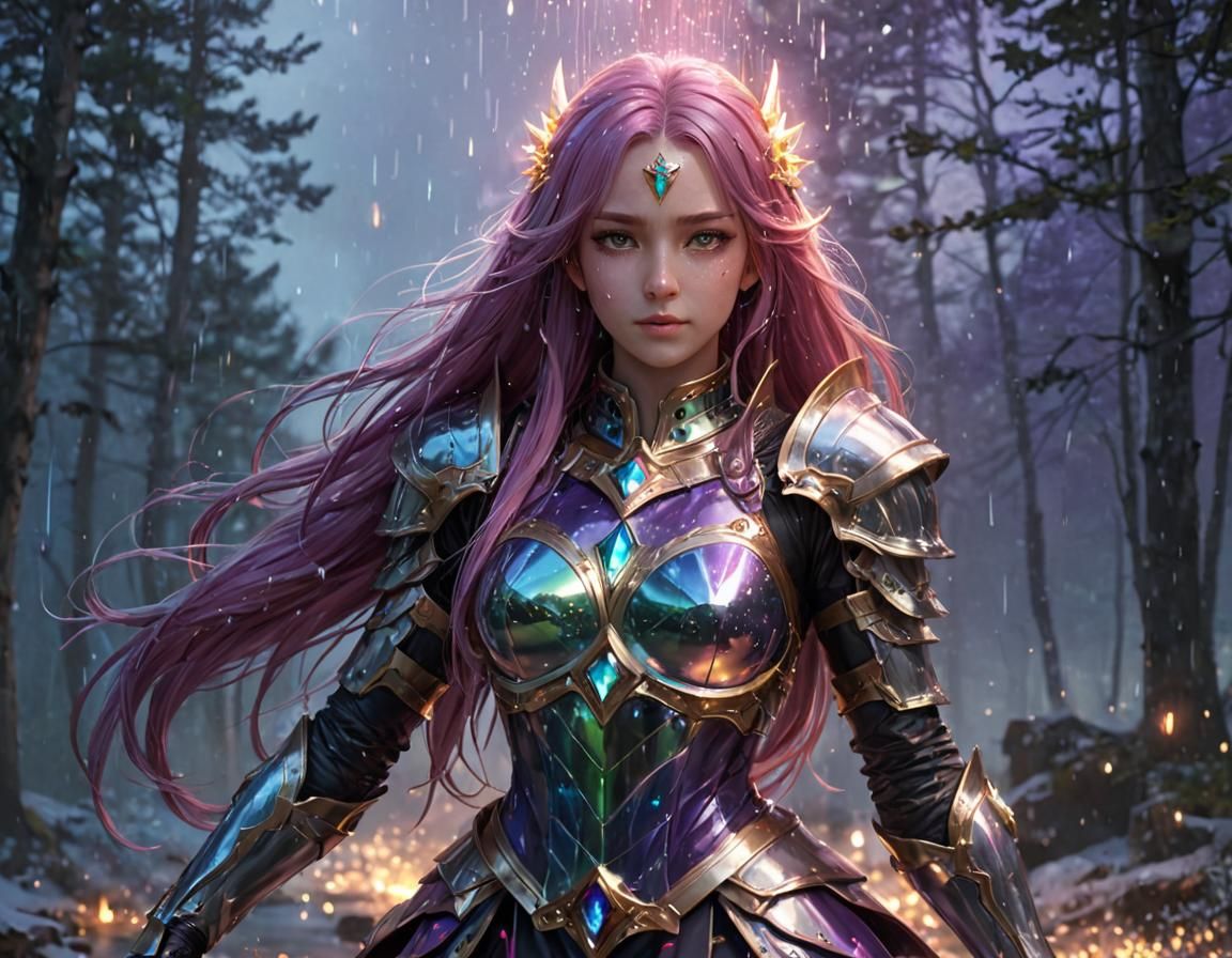 Rainbow Knight: Teenage Girl in Cosmic Armor