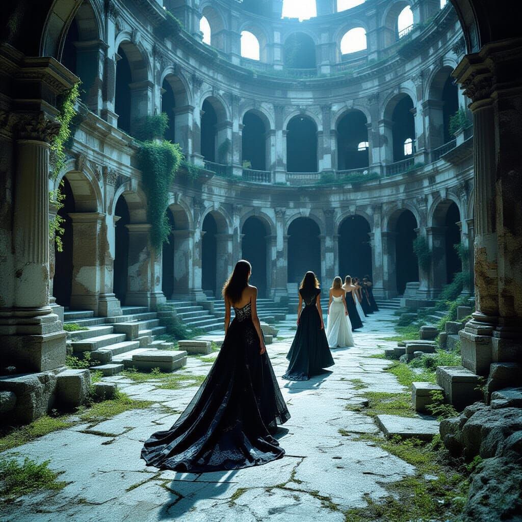 Haute Couture Fashion in Ancient Amphitheater Ruins