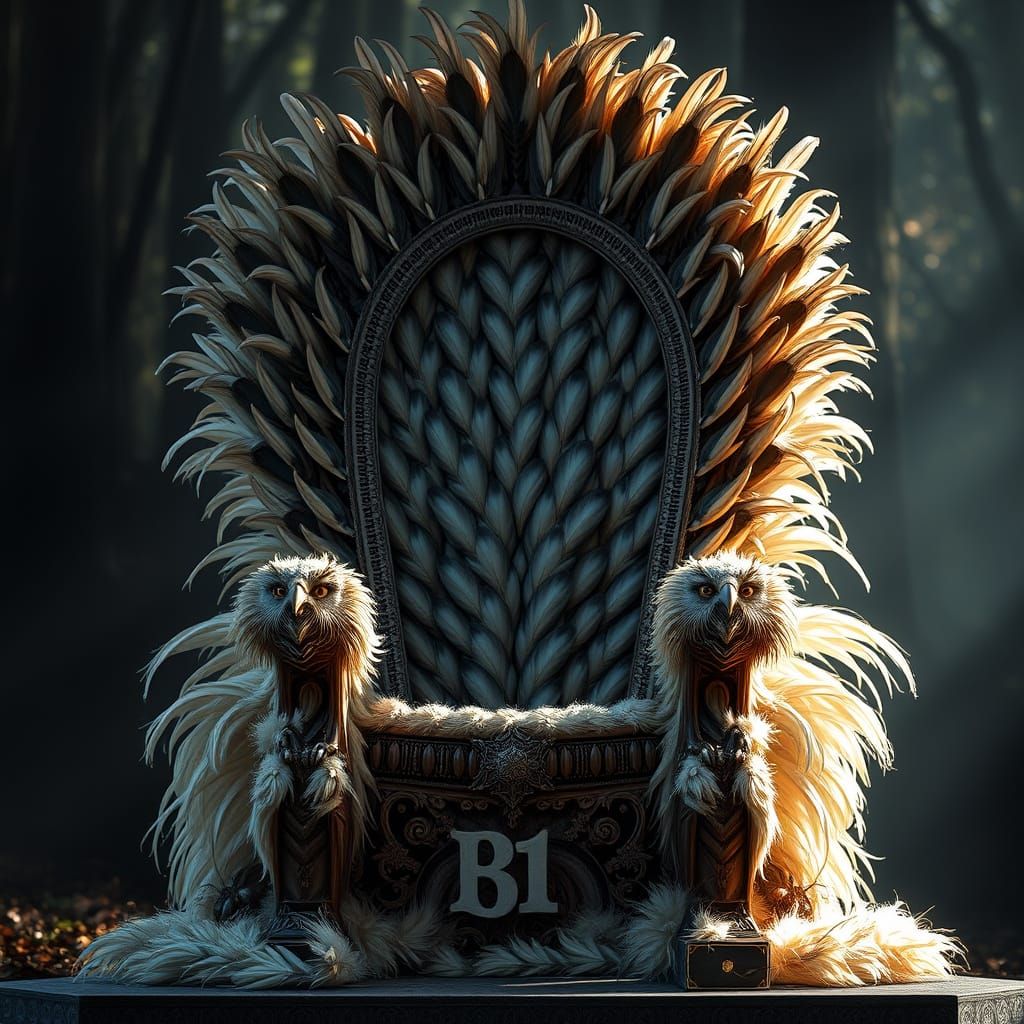 Regal Throne of Feathers in Art Deco Style