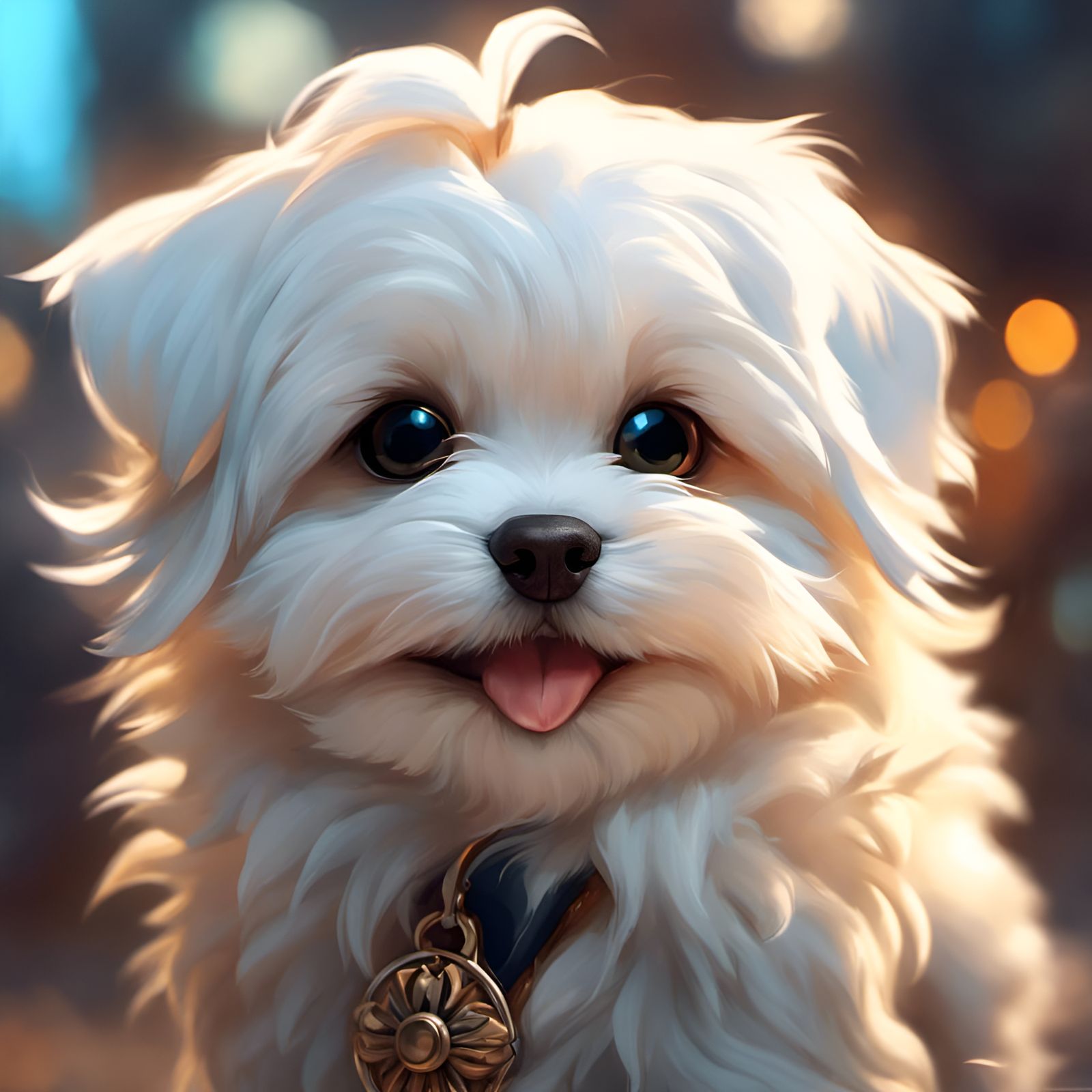 Adorable Maltese Puppy Portrait in Detailed 3D