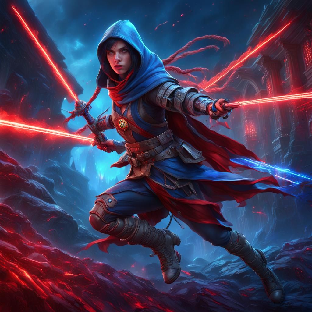 Assassin Girl Dodging Lasers: Fantasy Concept Art