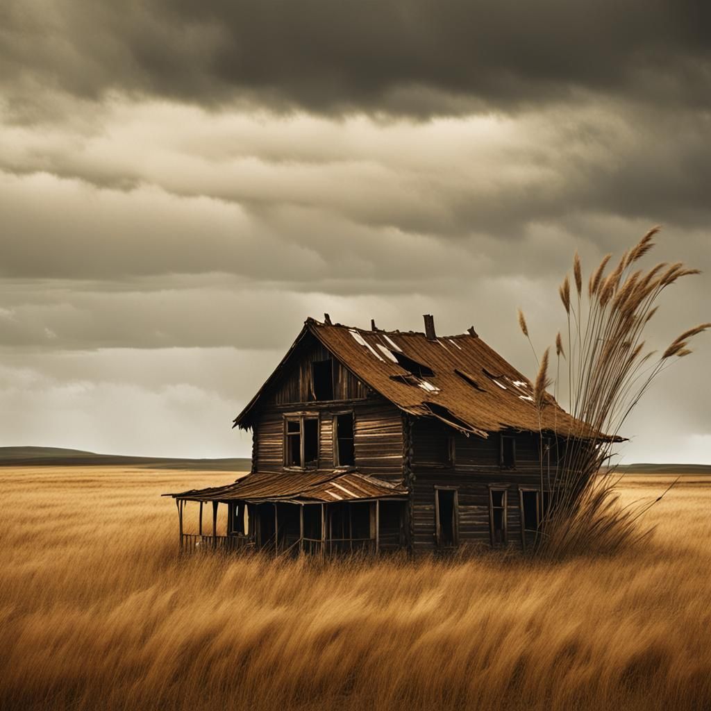 Eerie House in Dark Fantasy Lightning Storm