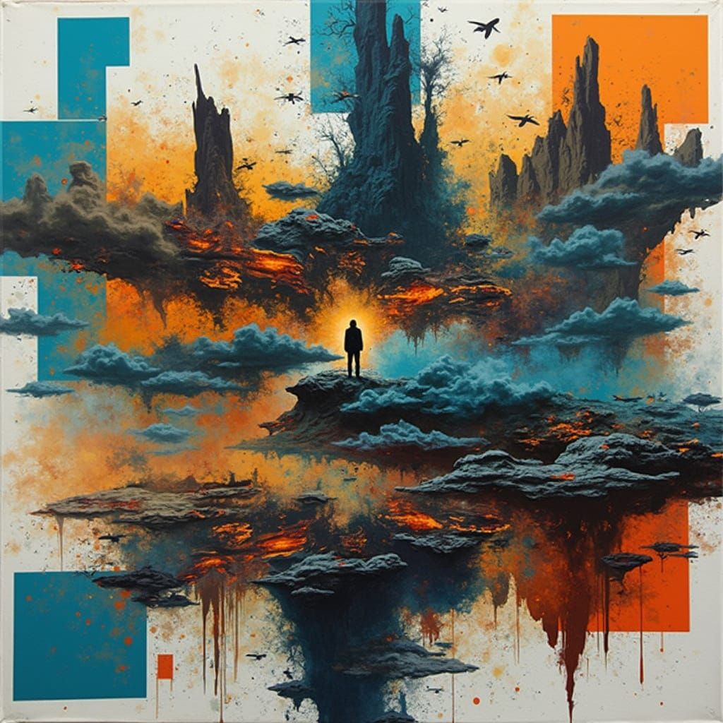 Surreal Landscape with Lone Figure in Beksiński Style