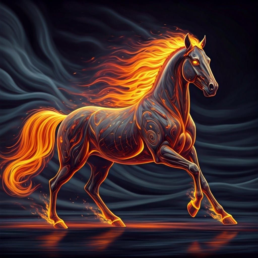 Fiery Stallion Galloping on the Wind
