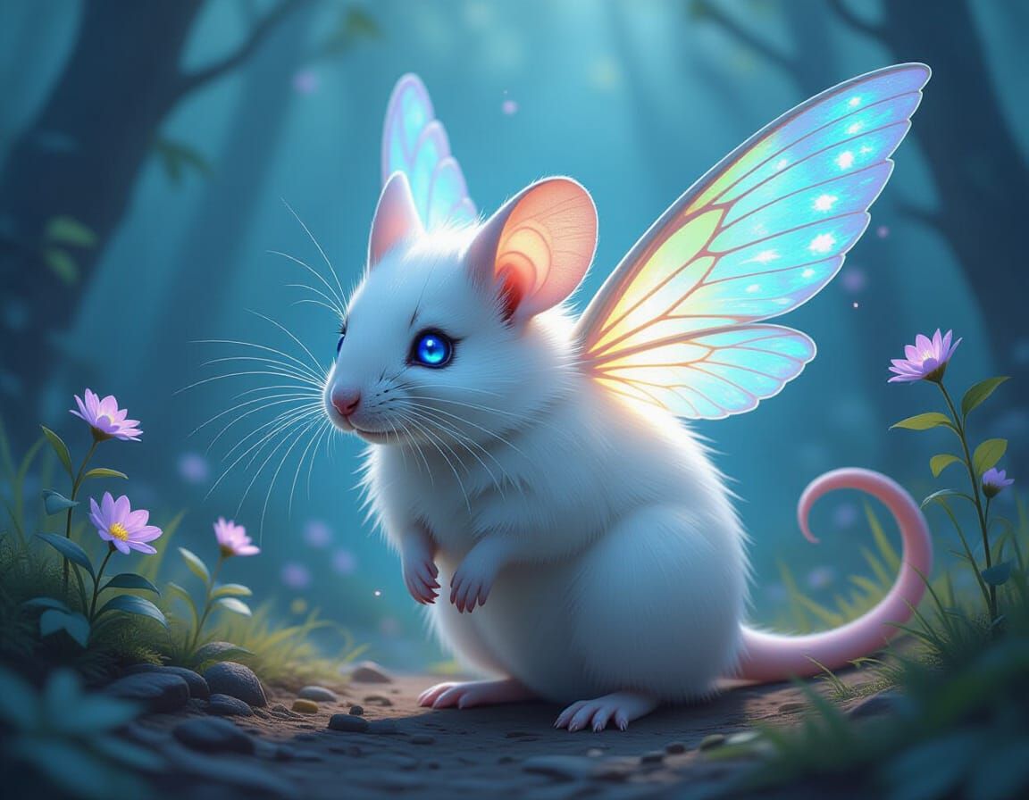 Iridescent Winged Rodents in Dreamlike Surrealism