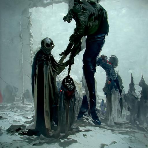 Dark Helping Scene in Gothic Horror Style