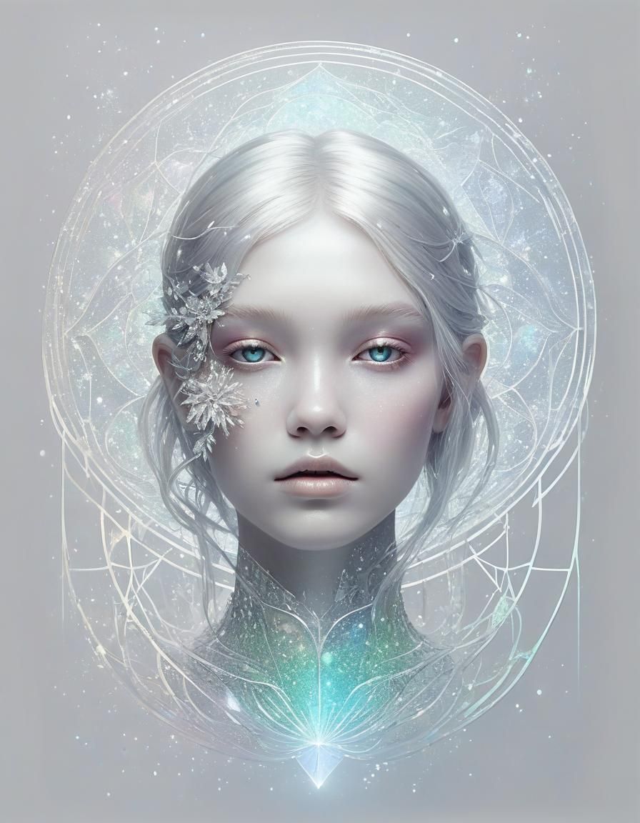 Minimalist Ethereal Art: Iridescent Silver Block