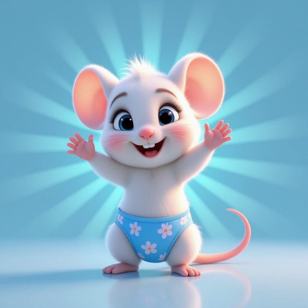 Baby Mouse Waving in 3D Digital Art Style