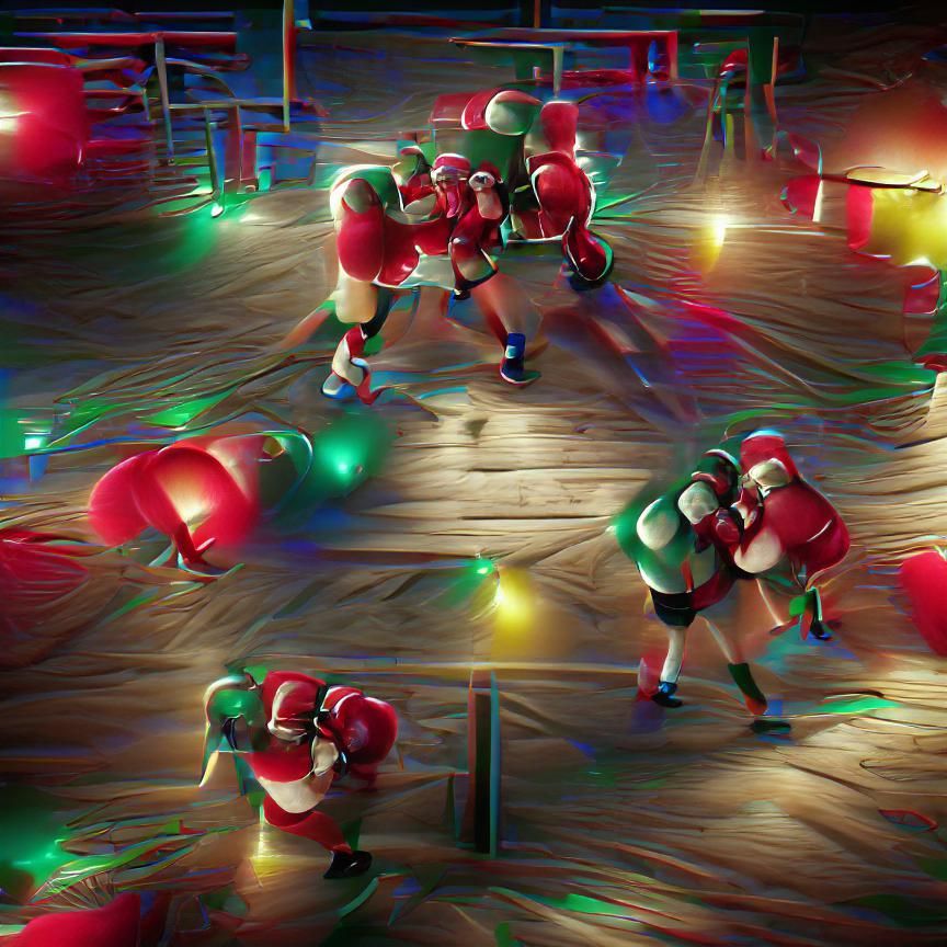 Santa's Elf Kickboxing Bout Under Christmas Lights