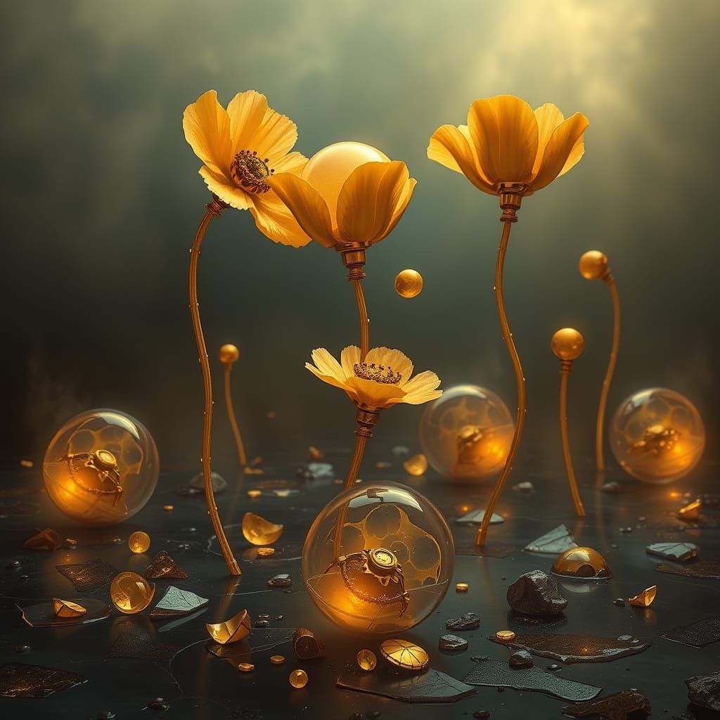 Robotic Poppies Emerge in Dreamlike Landscape