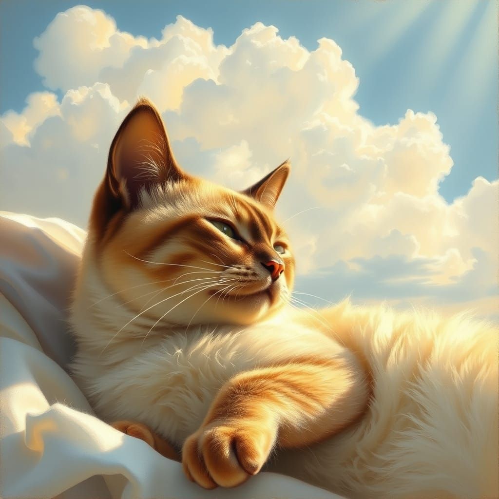 Serene Siamese Cat Basks in Divine Sunshine