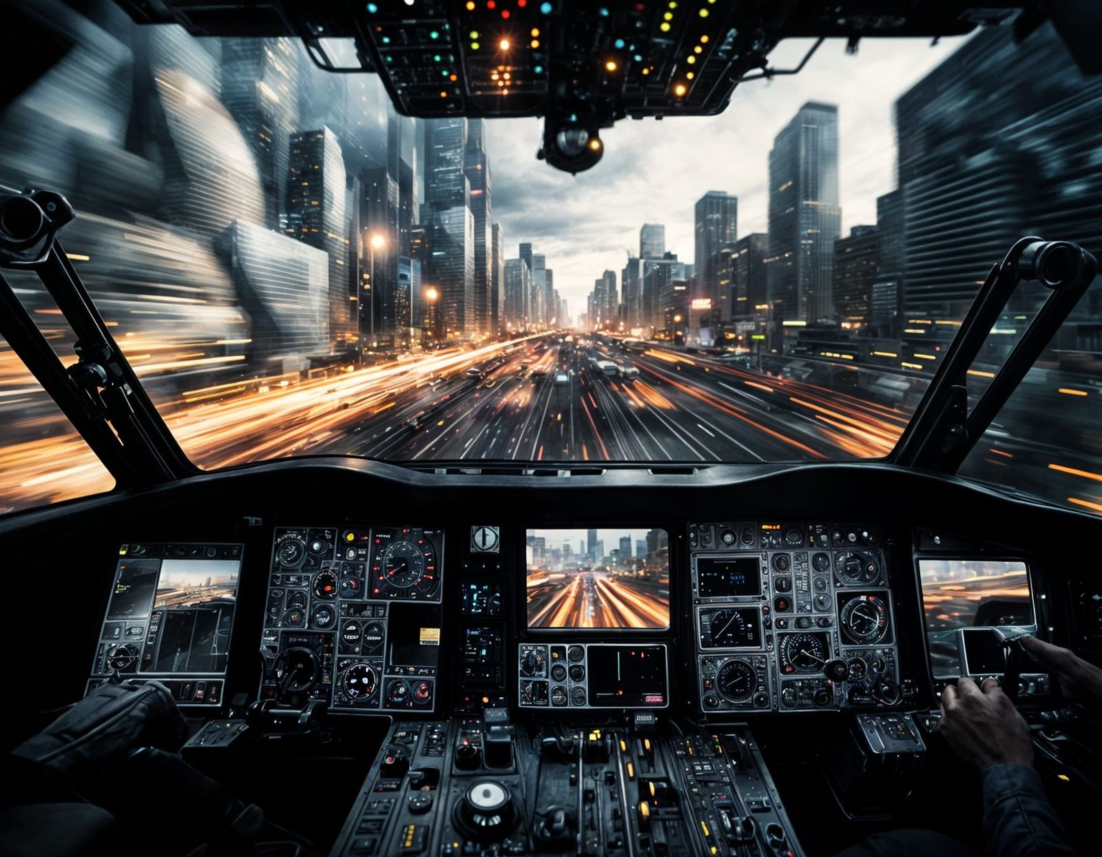 Hypersonic Flight Through Cityscape with Motion Blur