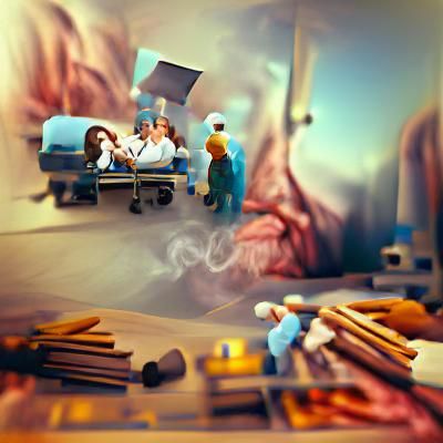 Surreal Operating Room: Woman Smoking, Matte Painting