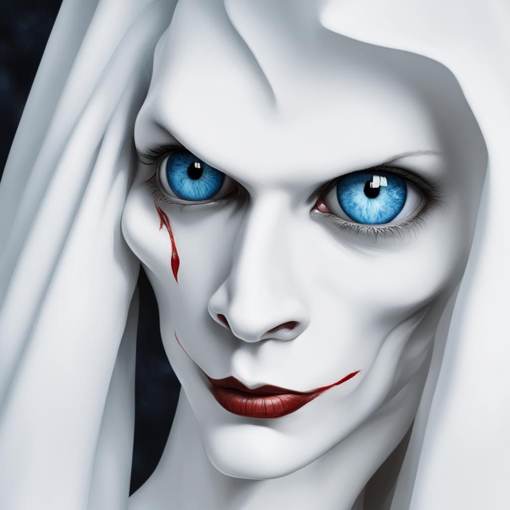 Striking Portrait: Blue-Eyed Figure