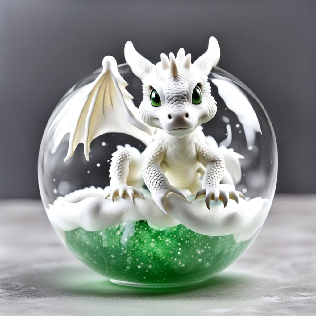 White Dragon in Love with Bubble Dragon