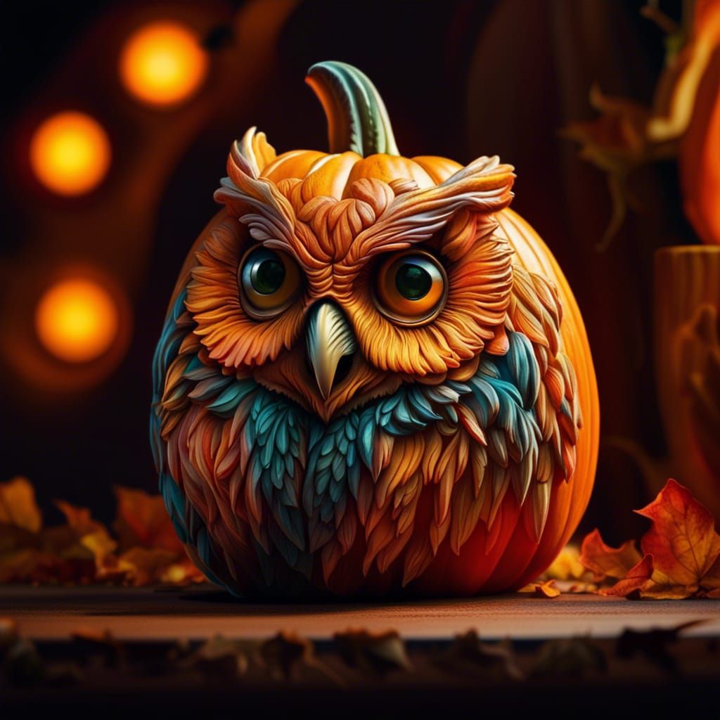 Carved Owl Pumpkin